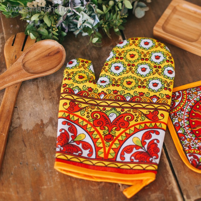 Варежка «Доляна» Масленица/вид 2, 18 х 26 см, 100 % хлопок, рогожка 162 г/м² - Фото 1