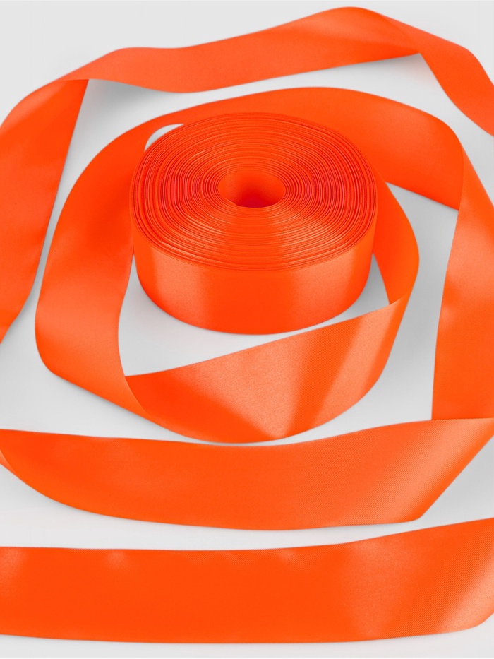 Лента атласная, 50 мм × 100 ± 5 м, цвет оранжевый - Фото 1