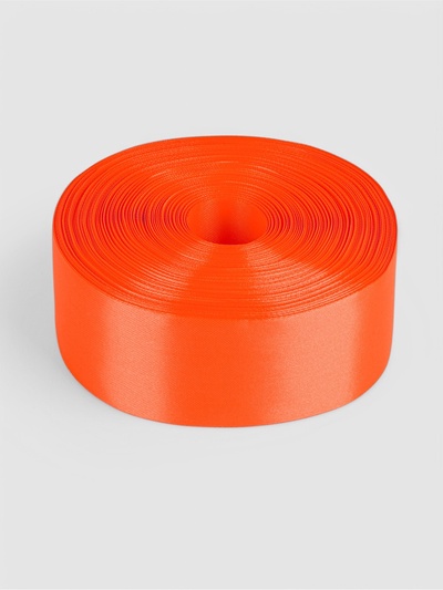 Лента атласная, 50 мм × 100 ± 5 м, цвет оранжевый