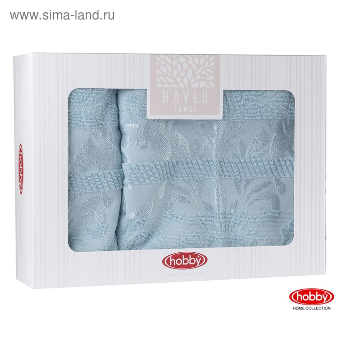 Комплект махровых полотенец Versal, 50 х 90 см - 1 шт, 70 х 140 см - 1 шт, голубой - Фото 1