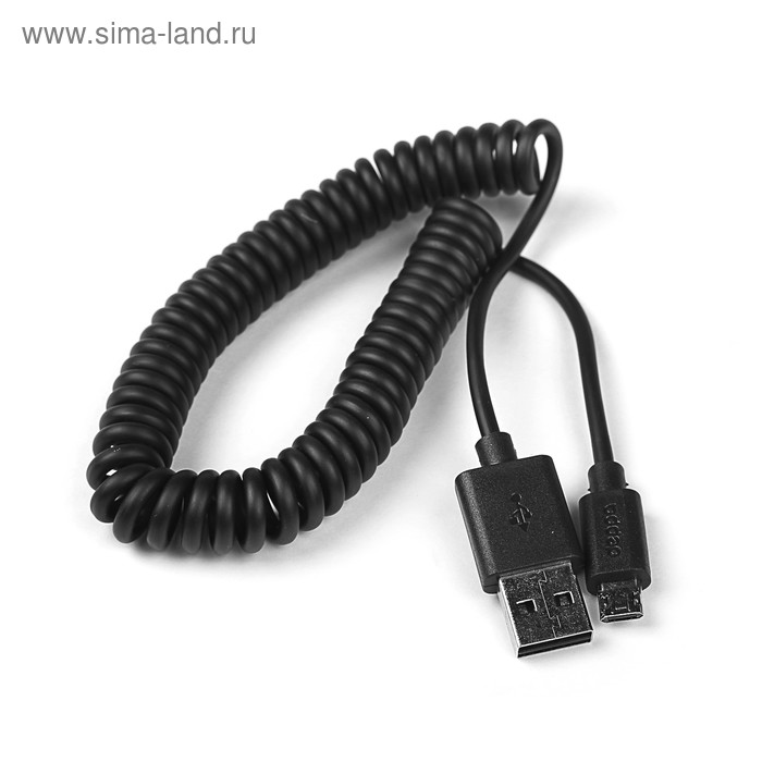 Кабель Deppa, micro USB - USB, двухсторонний коннектор, витой, 2 А, 2 м, черный - Фото 1