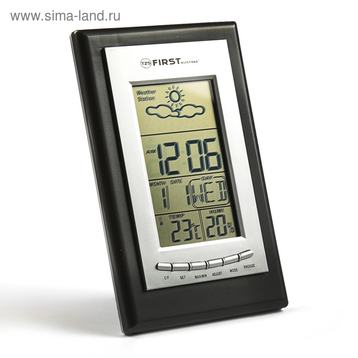 Метеостанция FIRST FA-2460, часы, будильник, комнатная температура, влажность, черный - Фото 1