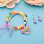 Набор детский "Выбражулька" 2 предмета: серьги, браслет, сердечки радужные - Фото 6