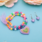 Набор детский «Выбражулька» 2 предмета: серьги, браслет, сердечки радужные - Фото 2