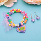 Набор детский «Выбражулька» 2 предмета: серьги, браслет, сердечки радужные - Фото 3