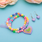 Набор детский "Выбражулька" 2 предмета: серьги, браслет, сердечки радужные - Фото 4