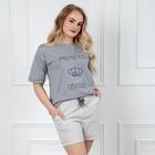 Комплект женский (футболка, шорты) Каролина №2, цвет серый, размер 44 - Фото 1