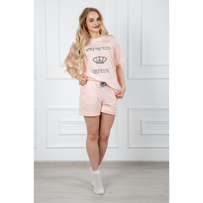 Комплект женский (футболка, шорты) «Каролина», цвет персиковый, размер 42