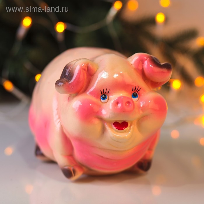 Копилка "Свинка", глянец, розовый цвет, 15 см - Фото 1