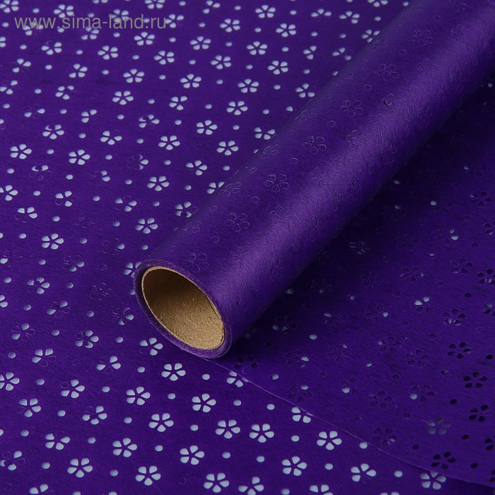 Фетр ламинированный с перфорацией "Цветочки", фиолетовый, 0,6 х 5 м - Фото 1