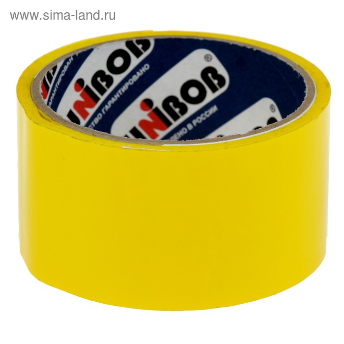 Клейкая лента упаковочная 48 мм х 24 м, 45 мкм UNIBOB (желтая) - Фото 1
