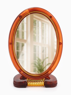 Зеркало настольное, с увеличением х2, двусторонне, настенное, 10.5×20 см, (8×12 см), цвет янтарный
