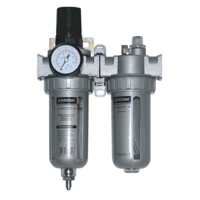 Фильтр воздушный «Кратон» 3 01 03 014, регулятор давления, манометр и лубрикатор, 1/4", 7 атм