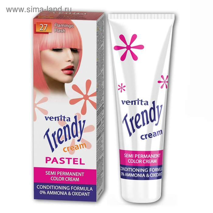 Краска для волос Trendy Cream, для полуперманентного окрашивания, 27 розовый фламинго, 75 мл - Фото 1