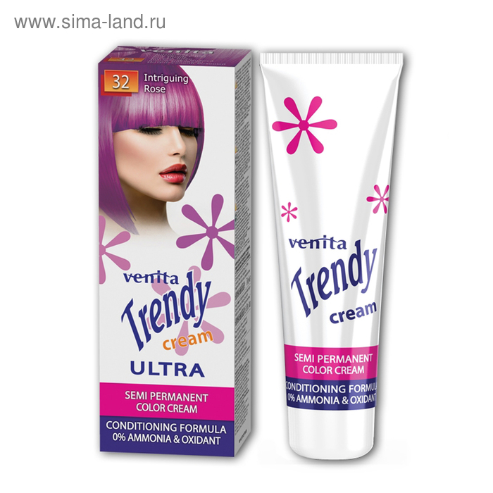 Краска для волос Trendy Cream, для полуперманентного окрашивания, 32 интригующий розовый, 75 м - Фото 1