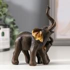 Фигурка полистоун «Слон африканский со слонёнком», коричневый золотые ушки, 12.5×9.5×5 см - Фото 3