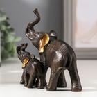 Сувенир полистоун "Слон африканский коричневый со слонятами" золотые ушки 11х12х5,5 см - Фото 4