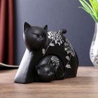 Сувенир полистоун "Чёрная кошка с котёнком" серебряный цветок (набор 2 шт) 13х19,5х7,5 см - Фото 3