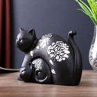 Сувенир полистоун "Чёрная кошка с котёнком" серебряный цветок (набор 2 шт) 13х19,5х7,5 см - Фото 5