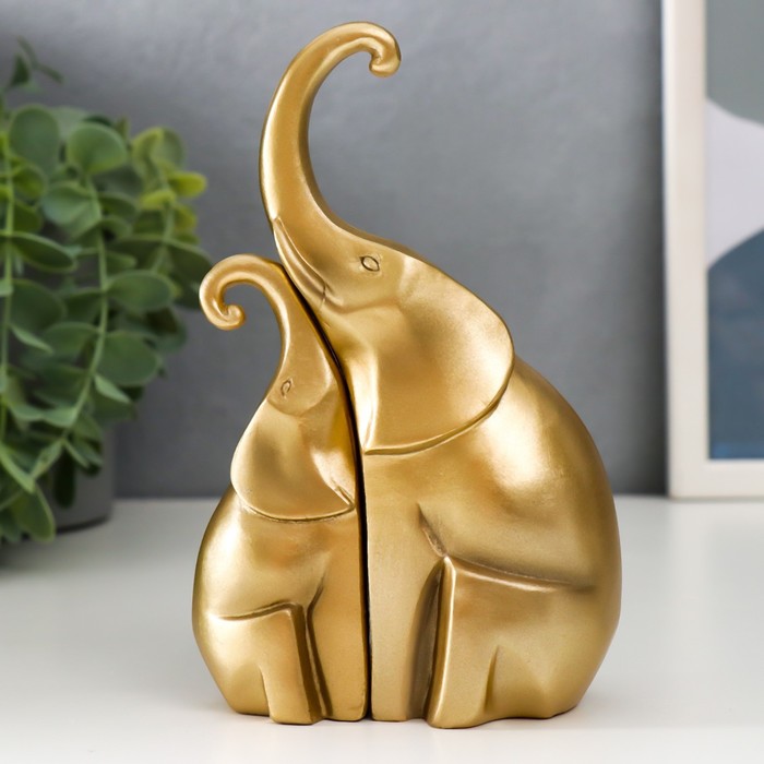 Сувенир полистоун "Два африканских слона" бронза (набор 2 шт) 15,5х10х5 см - Фото 1