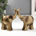 Сувенир полистоун "Два африканских слона" бронза (набор 2 шт) 10,5х15х3,5 см - Фото 3