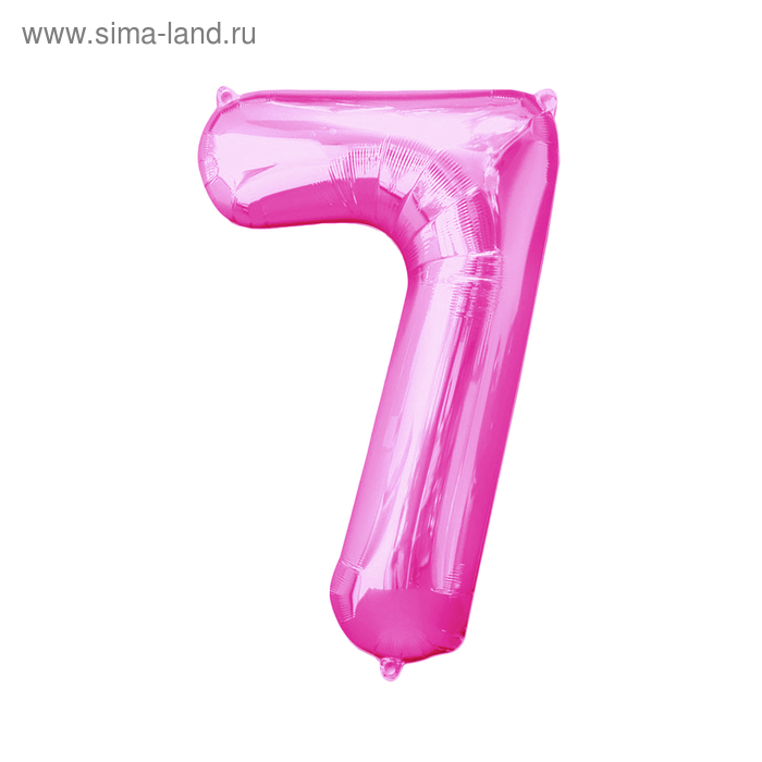 Шар фольгированный 34" "ЦИФРА 7" Розовый, pink А - Фото 1