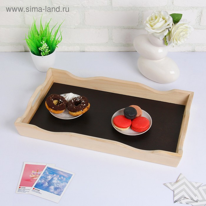 Поднос для завтрака Дарим Красиво, дерево, 49×6×28.5 см, чёрный - Фото 1