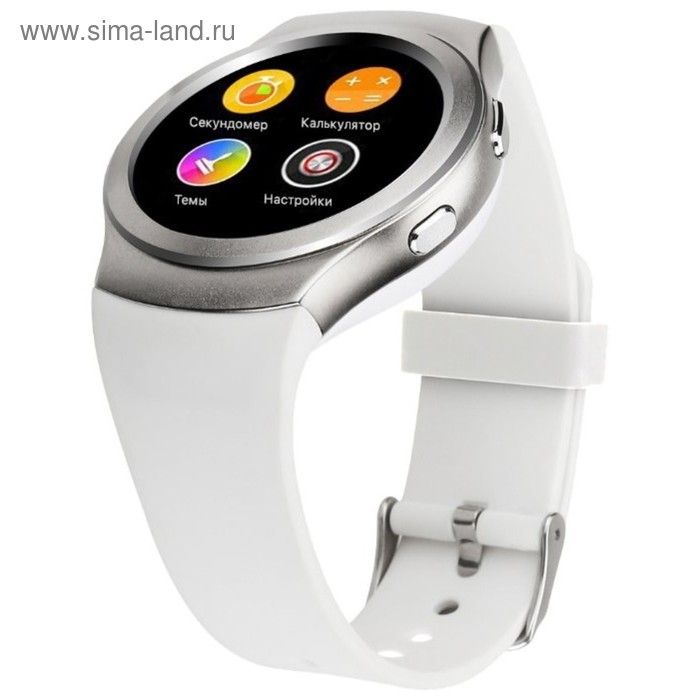 Смарт-часы OneMeWatch S9, цветной дисплей 1.22", серебристые с белым ремешком - Фото 1
