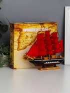 Сувенирная модель корабля «Флора», борта чёрные с белой полосой, паруса алые, 32×6.5×31 см - Фото 10