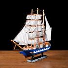 Корабль сувенирный средний «Корсика», борта синие с белой полосой, паруса белые, 43х8,5х37 см - Фото 3