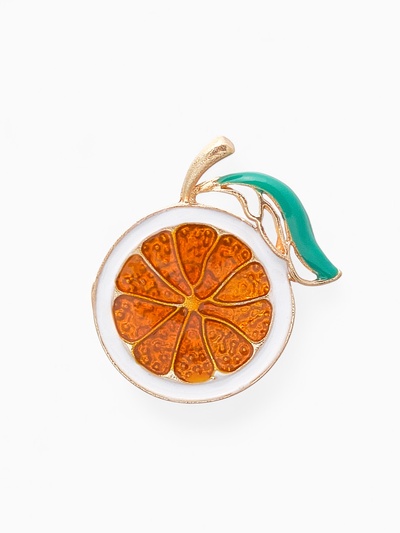 Брошь «Мандарин», цветная в золоте