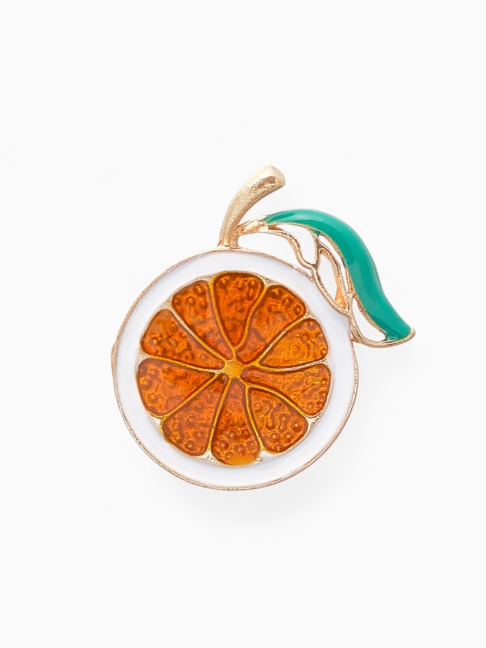 Брошь «Мандарин», цветная в золоте - Фото 1