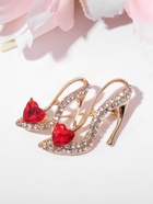 Брошь «Туфель пара», красная, белый в золоте - Фото 6