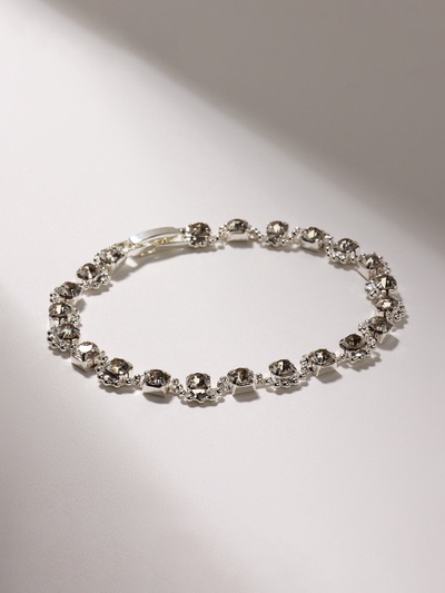 Браслет со стразами «Лёд» ручей, цвет белый в серебре, 18 см