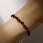 Браслет со стразами «Лёд» ручей, цвет красный в сером металле, 18 см - Фото 1