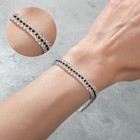 Браслет со стразами «Лёд» элегантность, строчки, цвет бело-чёрный в серебре, 18 см - Фото 5