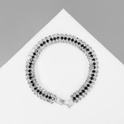 Браслет со стразами «Лёд» элегантность, строчки, цвет бело-чёрный в серебре, 18 см - Фото 2