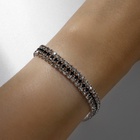 Браслет со стразами «Лёд» элегантность, строчки, цвет бело-чёрный в серебре, 18 см - Фото 3