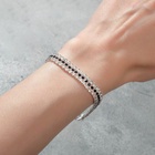 Браслет со стразами «Лёд» элегантность, строчки, цвет бело-чёрный в серебре, 18 см - Фото 6