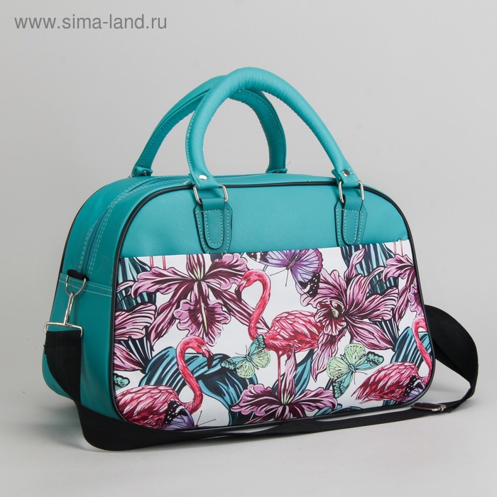 Сумка дорожная, отдел на молнии, наружный карман, цвет бирюзовый/сиреневый - Фото 1
