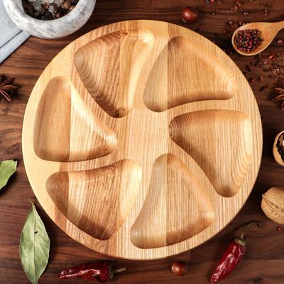 Менажница деревянная "Конти", с разделочной доской, d-25 см, массив ясеня