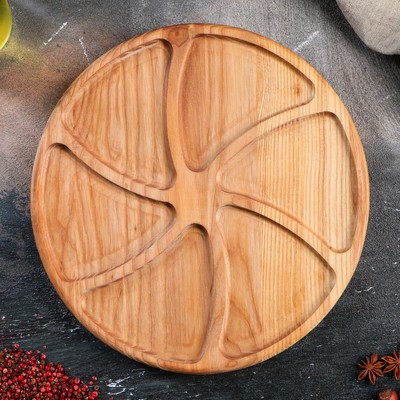 Менажница деревянная "Конти", с разделочной доской, d=30 см, массив ясеня