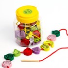 Шнуровка в банке 40 деталей «Фрукты», 2 иглы дерев, 2 шнурка, МИКС - Фото 2