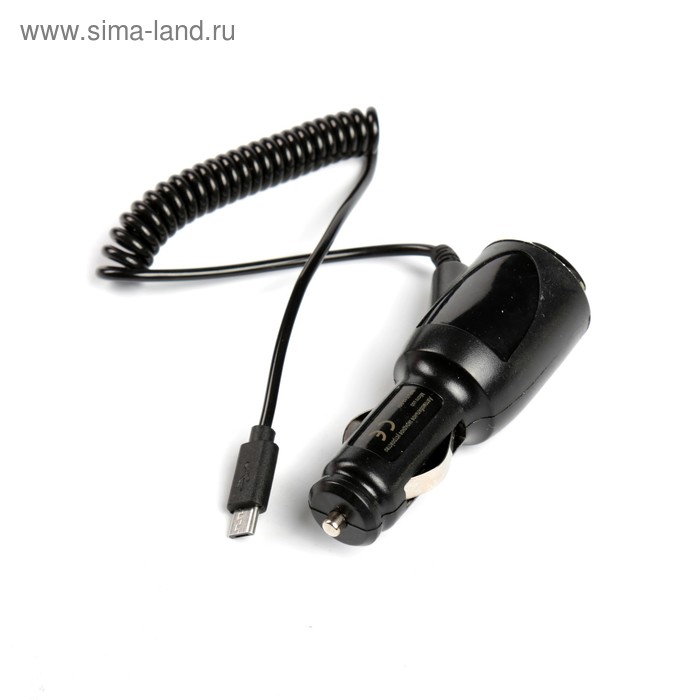 Автомобильное зарядное устройство CODE, разъем micro USB, 2.1 A, кабель 1 м, черное - Фото 1