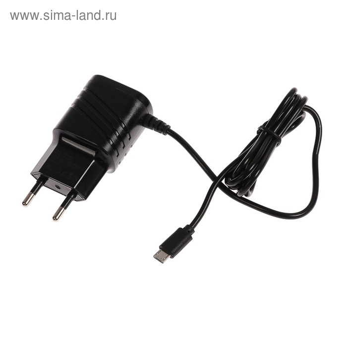 Сетевое зарядное устройство CODE, micro USB, 1 А, кабель 1 м, черное - Фото 1