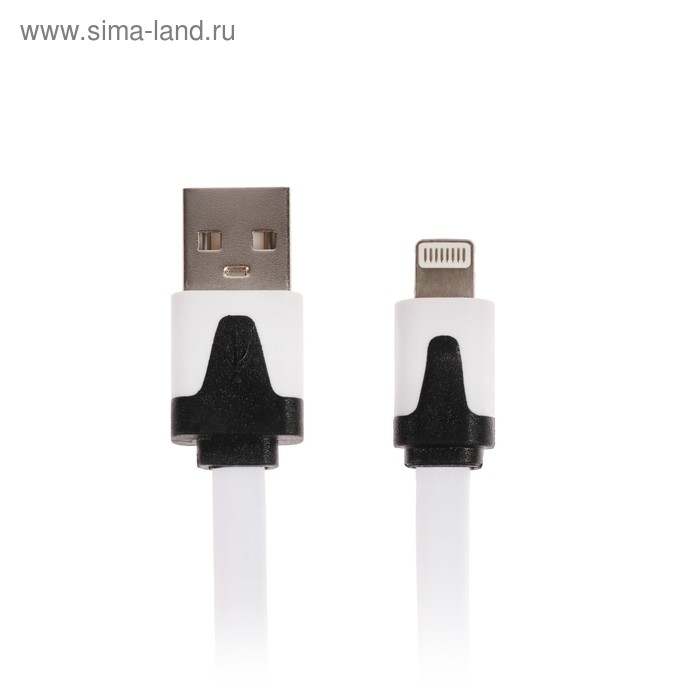 Кабель CODE, Lightning - USB,  1 А, 1 м, плоский, белый - Фото 1