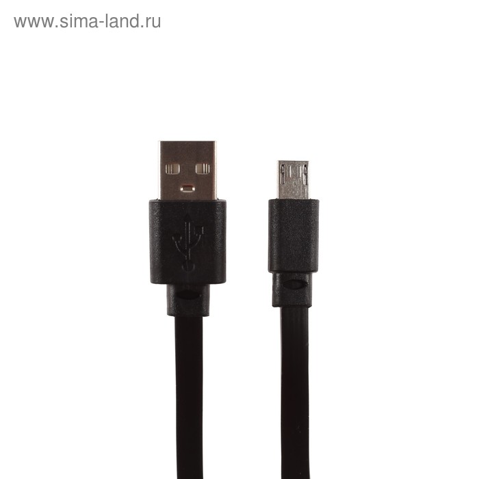Кабель CODE, USB - micro USB, плоский, 1 А, 1 м, черный - Фото 1