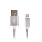 Кабель Akai, Lightning - USB, текстильная оплетка, плоский, 1.5 А, 1 м, серый - Фото 1