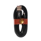 Кабель Akai, USB - Lightning, оплетка экокожа, 2.1 А, 1 м, черный - Фото 2