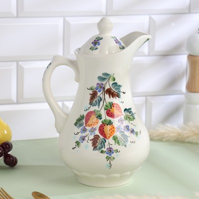 Кувшин с крышкой «Клубничка», 2 л, 10×27 см, 1 сорт, автор Рогочая Н.В.